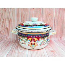 Hot sell quality guarantee porcelain enamel straitpot with coating high quality full decal and enamel handle enamel lid